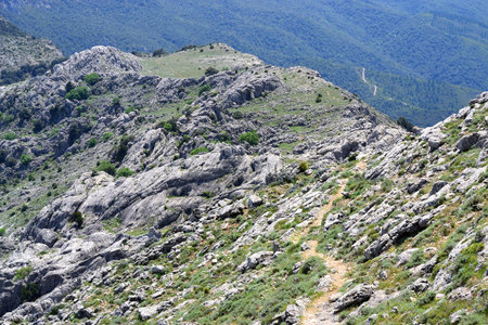 Trekking to Punta Corrasi in the Supramonte of Olienaの写真素材
