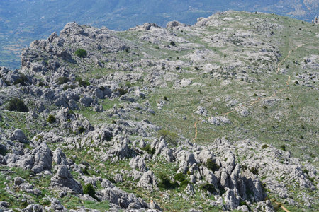 Trekking to Punta Corrasi in the Supramonte of Olienaの写真素材