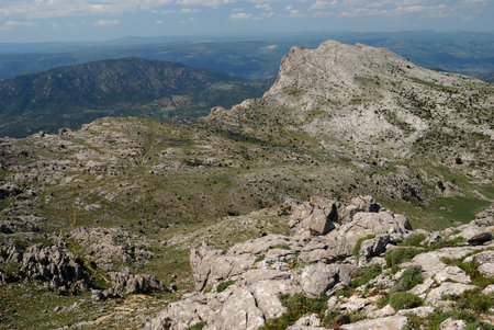 Trekking to Punta Corrasi in the Supramonte of Olienaの写真素材