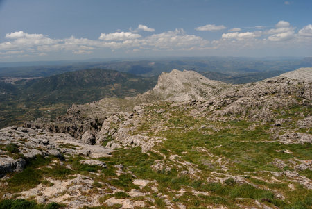 Trekking to Punta Corrasi in the Supramonte of Olienaの写真素材
