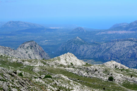 Trekking to Punta Corrasi in the Supramonte of Olienaの写真素材