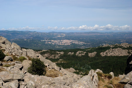 Landscapes of Limbara mountain, in the background Tempio Pausaniaの写真素材