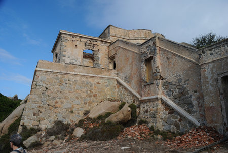The abandoned military building of Punta Marmorataの写真素材