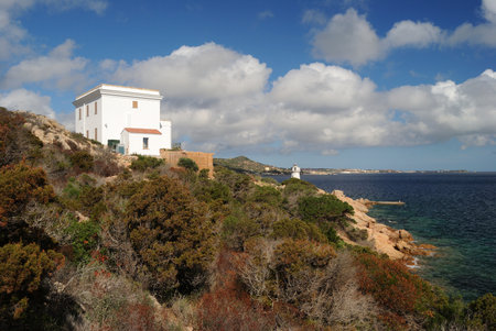 Lighthouse on the coast of Capo D'Orsoの写真素材
