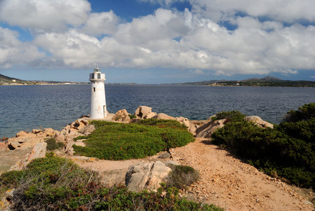 Lighthouse on the coast of Capo D'Orsoの写真素材