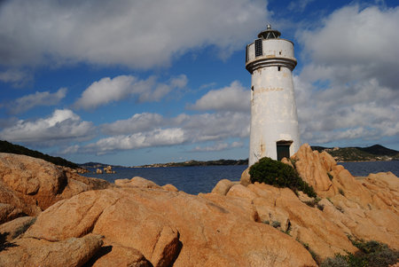 Lighthouse on the coast of Capo D'Orsoの写真素材