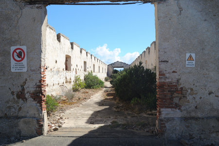 The abandoned military fortress of Capo D'Orsoの写真素材