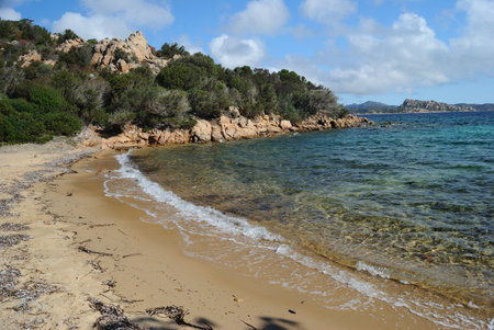 The beach of Cala Cardinalino in the coast of Capo D'Orsoの写真素材