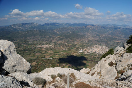 View of Loculi and Irgoli from Mount Tuttavistaの写真素材