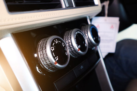 Control panel car air conditioner dashboard / console Technology in a modern carのeditorial素材