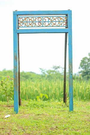 photo spot with traditional Indonesian wooden frameの写真素材