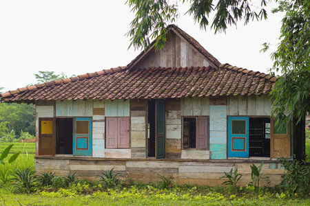 Javanese traditional houses, Indonesian traditional houses are often called joglo houses, wooden architectureの写真素材
