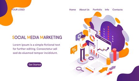 SMM - Social Media Marketing website template with space for textのイラスト素材