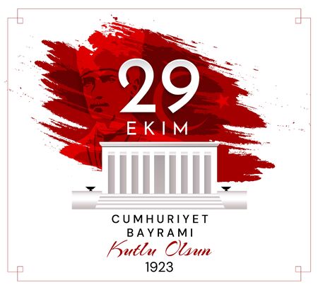 29 ekim Cumhuriyet Bayrami kutlu olsun, Republic Day Turkey. Translation: 29 october Republic Day Turkey and the National Day in Turkey happy holiday. graphic for design elements - Vector illustrationのイラスト素材