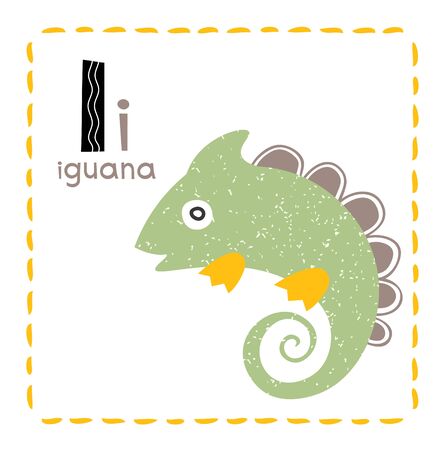 Letter I. Funny Alphabet for young children. Learning English for kids concept with a font in black capital letters in vector.のイラスト素材