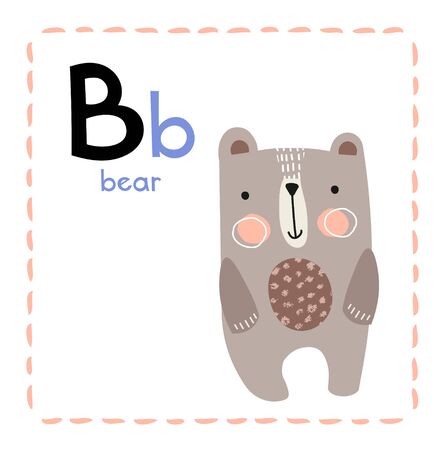 Letter B. Funny Alphabet for young children. Learning English for kids concept with a font in black capital letters in vector.のイラスト素材