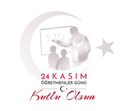 Turkish holiday Happy teacher's day. Translation from Turkish: November 24 Happy teacher's day. Vector illustration.のイラスト素材
