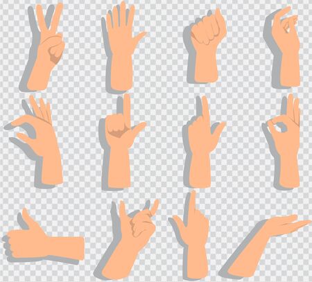 Set of hands showing different gesturesのイラスト素材