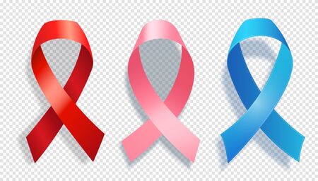 Set of red, pink and blue ribbonsのイラスト素材