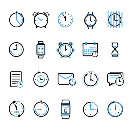 Time and clock line iconsのイラスト素材