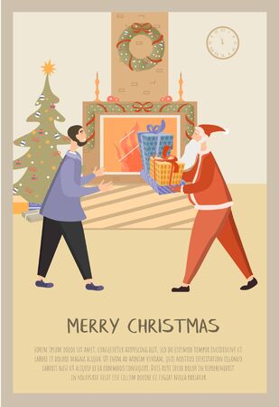 Santa Claus giving a Christmas gifts to adultのイラスト素材