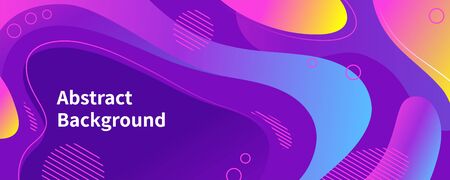 Colorful abstract purple, pink and yellow background pattern with sinuous waves of graduated colour in a panorama banner format. Vector illustrationのイラスト素材
