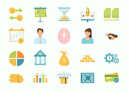 Large set of cartoon business and finance iconsのイラスト素材