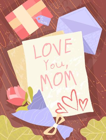 Childs letter to a Mother - Love You Momのイラスト素材