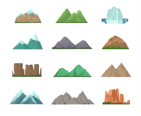 Set of colorful mountain peaksのイラスト素材