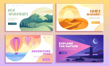 Four web travel templates with text copy spaceのイラスト素材