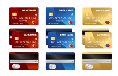 Credit Cards Vector illustrations. Front and Back views.のイラスト素材