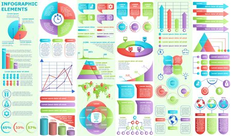 Big set of infographic elements, data visualization vector design template.のイラスト素材
