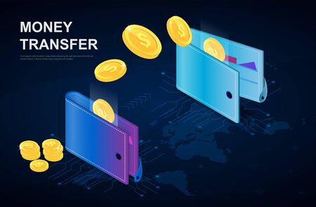 Money transfer concept showing two walletsのイラスト素材