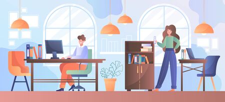 Modern creative office in contemporary co-working centerのイラスト素材