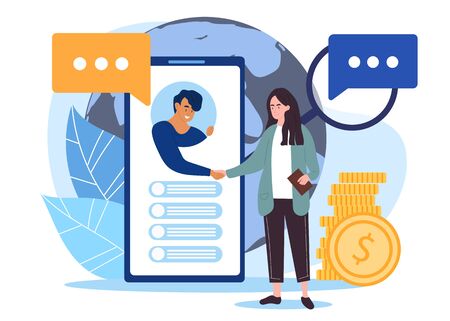 Online business handshake or closing of a dealのイラスト素材