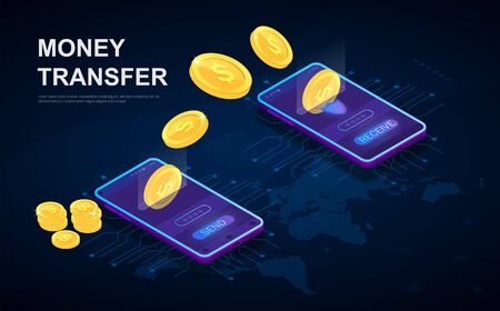 Online e-banking money transfer conceptのイラスト素材