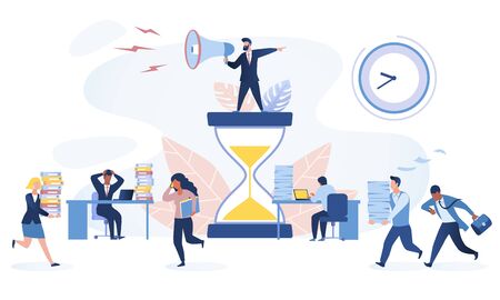 Time management concept Multiracial office workersのイラスト素材