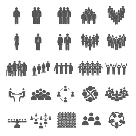 Set of grouping people iconsのイラスト素材