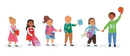 Group of cute multiracial childrenのイラスト素材