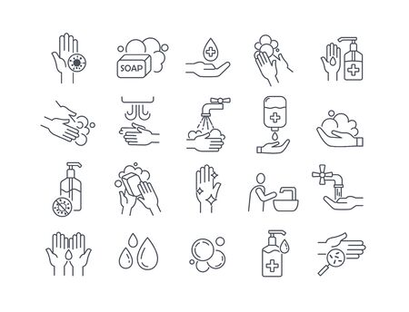 Large set of washing and hygiene iconsのイラスト素材