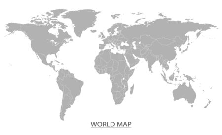 World Map template in grey on white for use as a design element, vector illustrationのイラスト素材