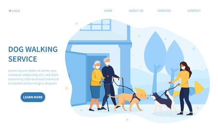 Dog Walking Service during the pandemicのイラスト素材