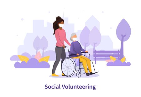 Social Volunteering concept during the pandemicのイラスト素材