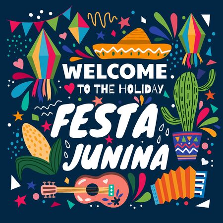 Colourful poster design for the Festa Juninaのイラスト素材