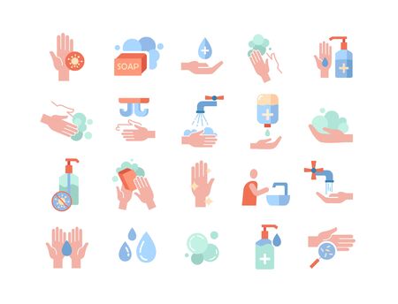 Set of personal hygiene and hand washing iconsのイラスト素材
