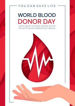 World Blood Donor Day poster with heartbeatのイラスト素材