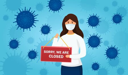 Coronavirus concept of a closed businessのイラスト素材