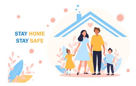 Stay Home Safe poster for the Covid-19 pandemicのイラスト素材