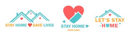 Three colorful Stay Home designs to Save Livesのイラスト素材
