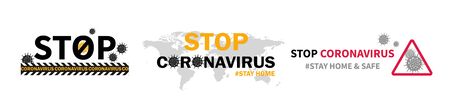 Three designs to Stop Coronavirus on whiteのイラスト素材